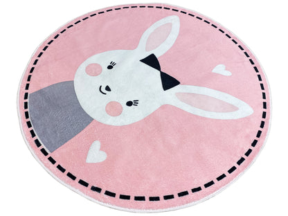 Round Children's Rug Rabbit, 120 cm