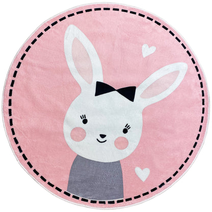 Round Children's Rug Rabbit, 120 cm