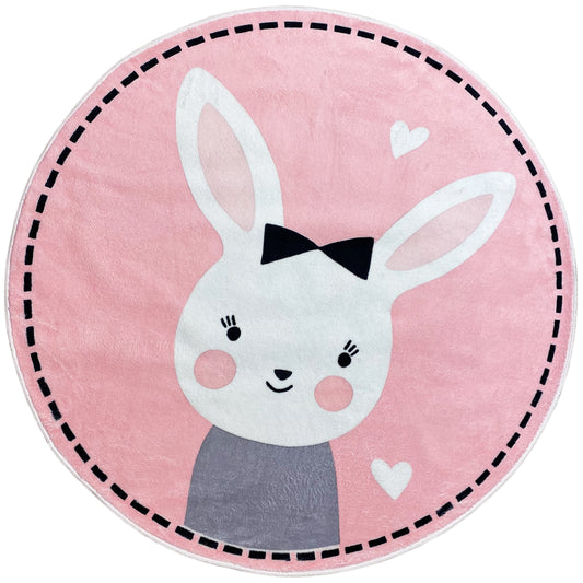 Round Children's Rug Rabbit, 120 cm