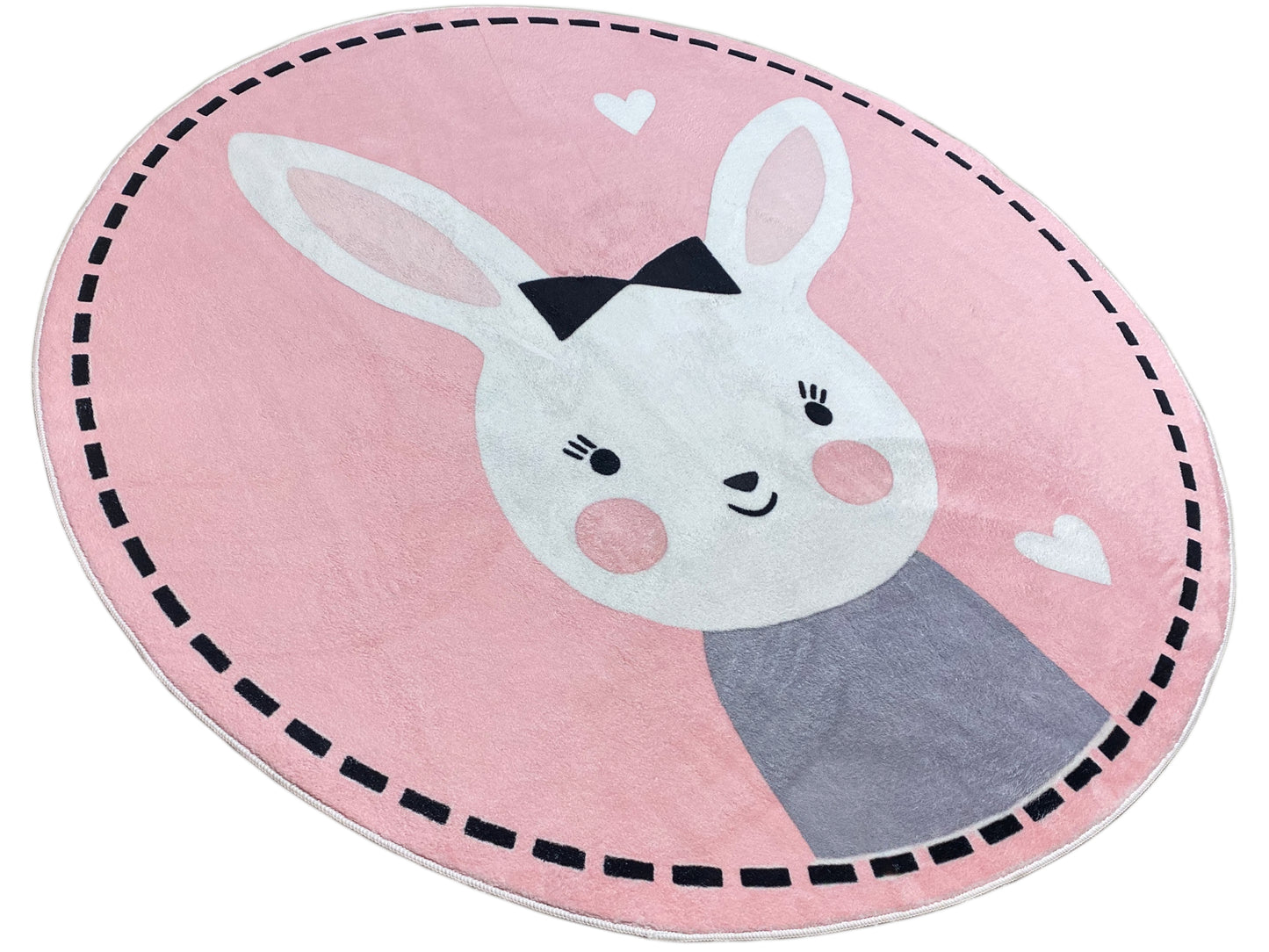 Round Children's Rug Rabbit, 160 cm