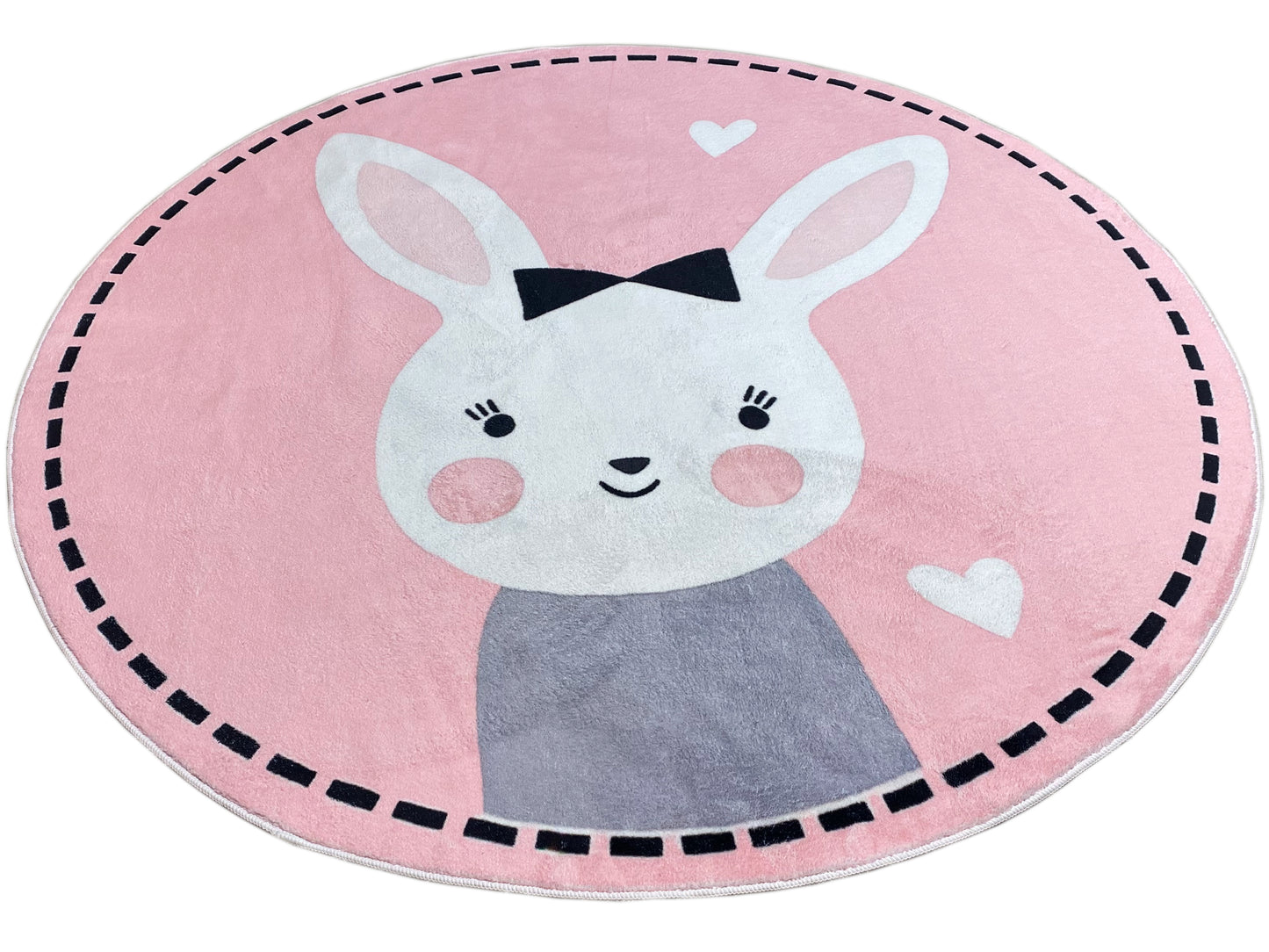 Round Children's Rug Rabbit, 160 cm