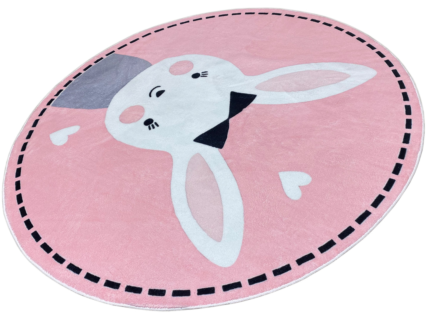 Round Children's Rug Rabbit, 160 cm