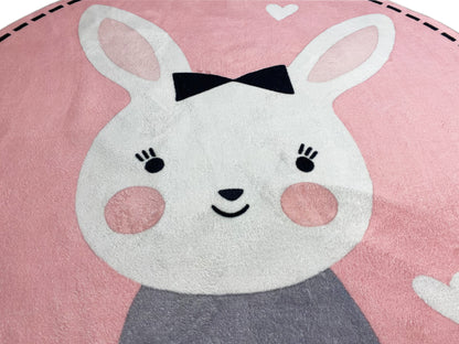 Round Children's Rug Rabbit, 160 cm