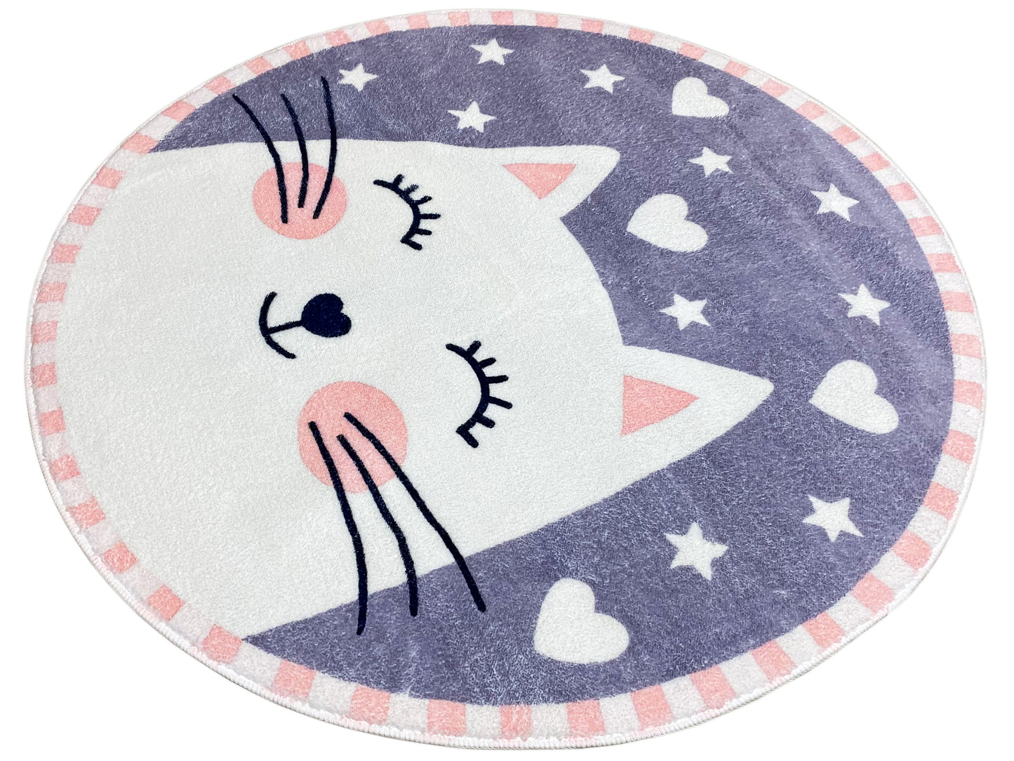 Round Children's Rug Cat, 100 cm
