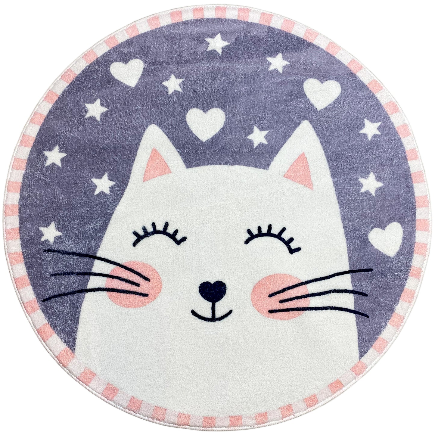 Round Children's Rug Cat, 100 cm