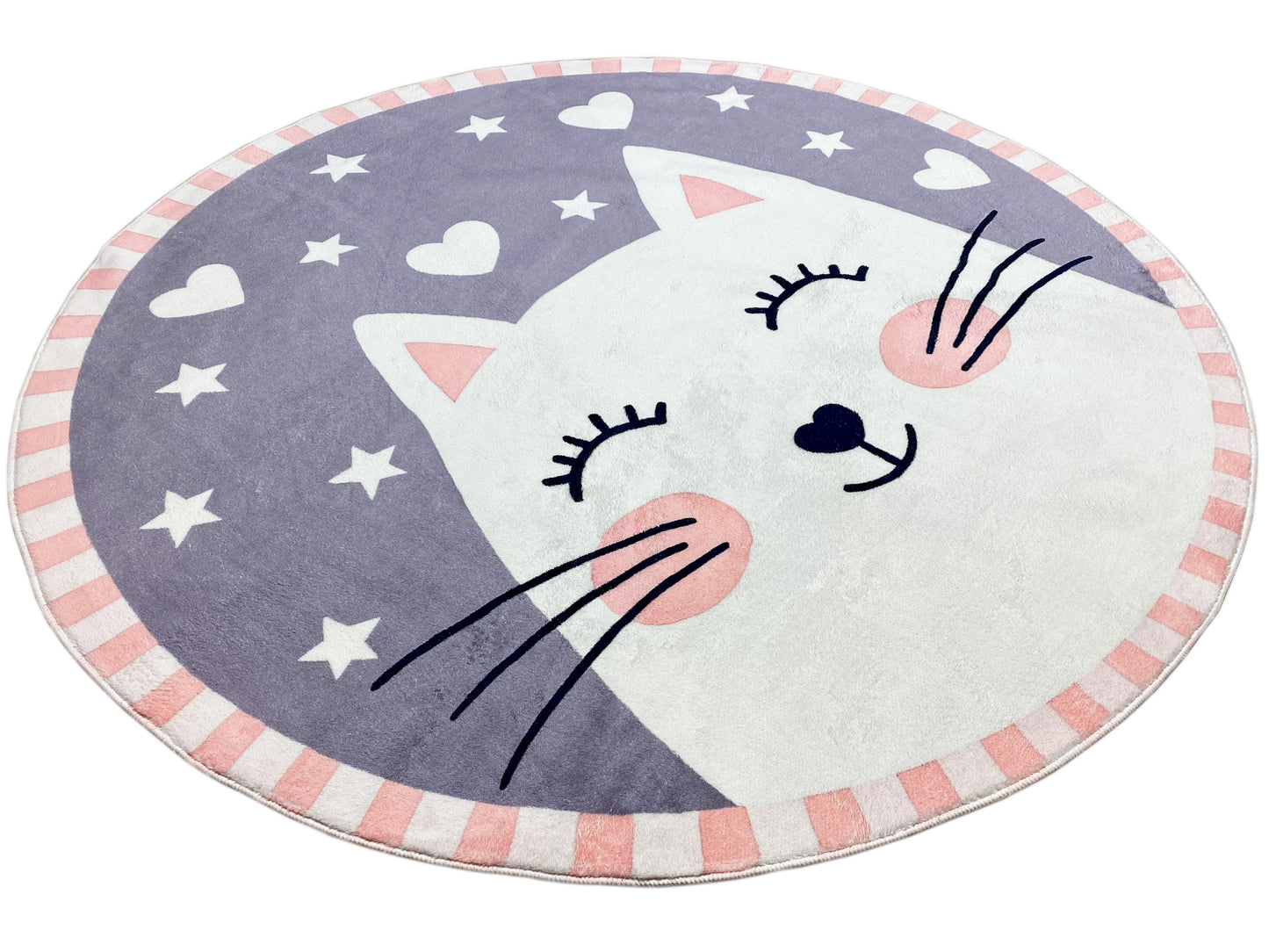 Round Children's Rug Cat, 120 cm