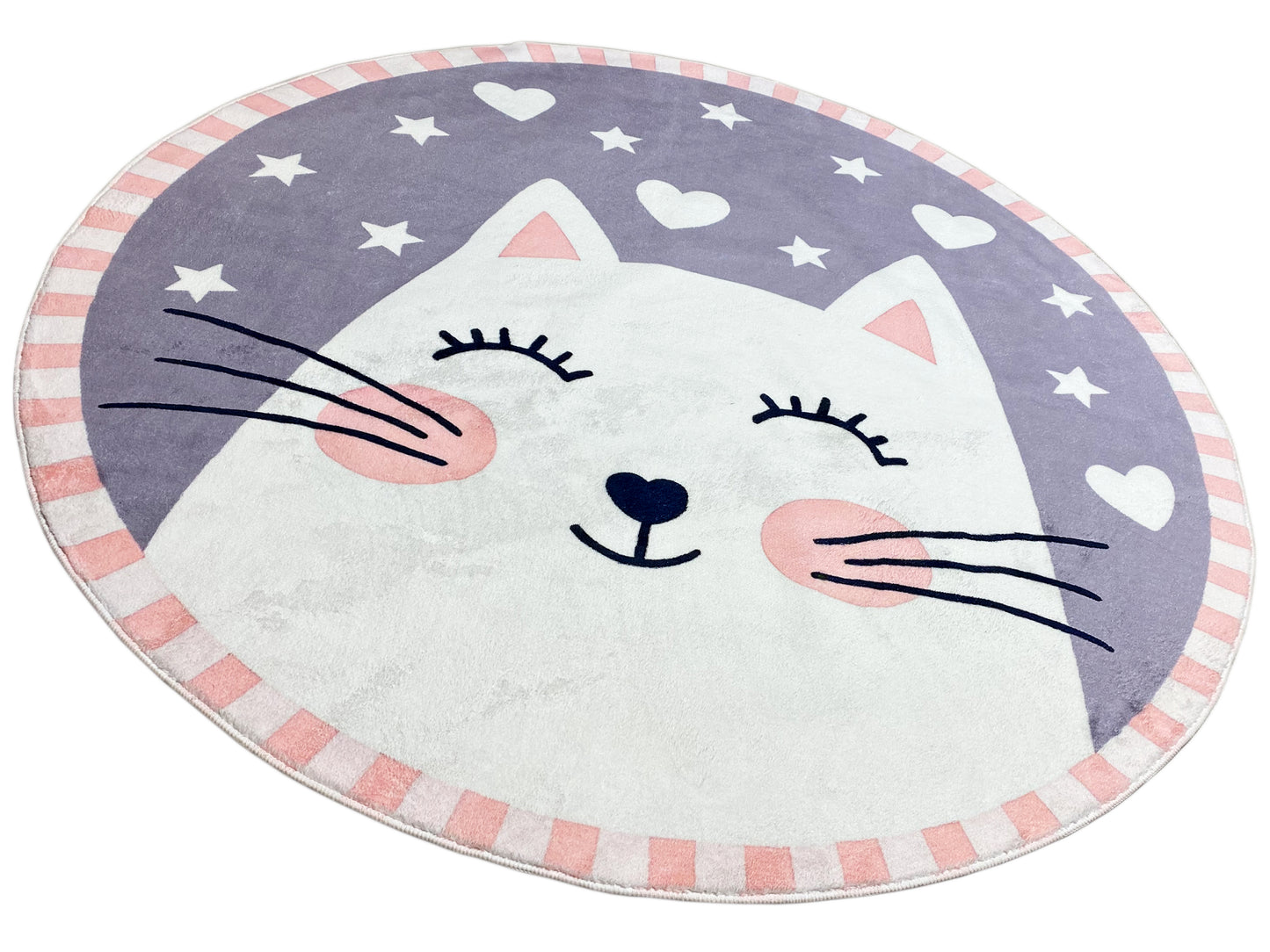 Round Children's Rug Cat, 120 cm