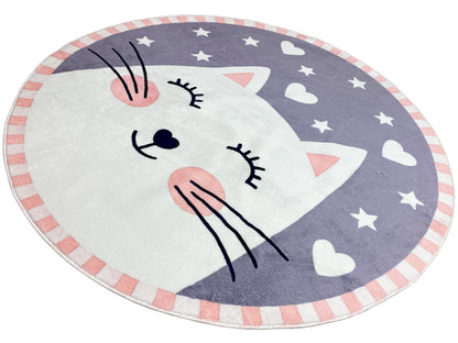 Round Children's Rug Cat, 160 cm