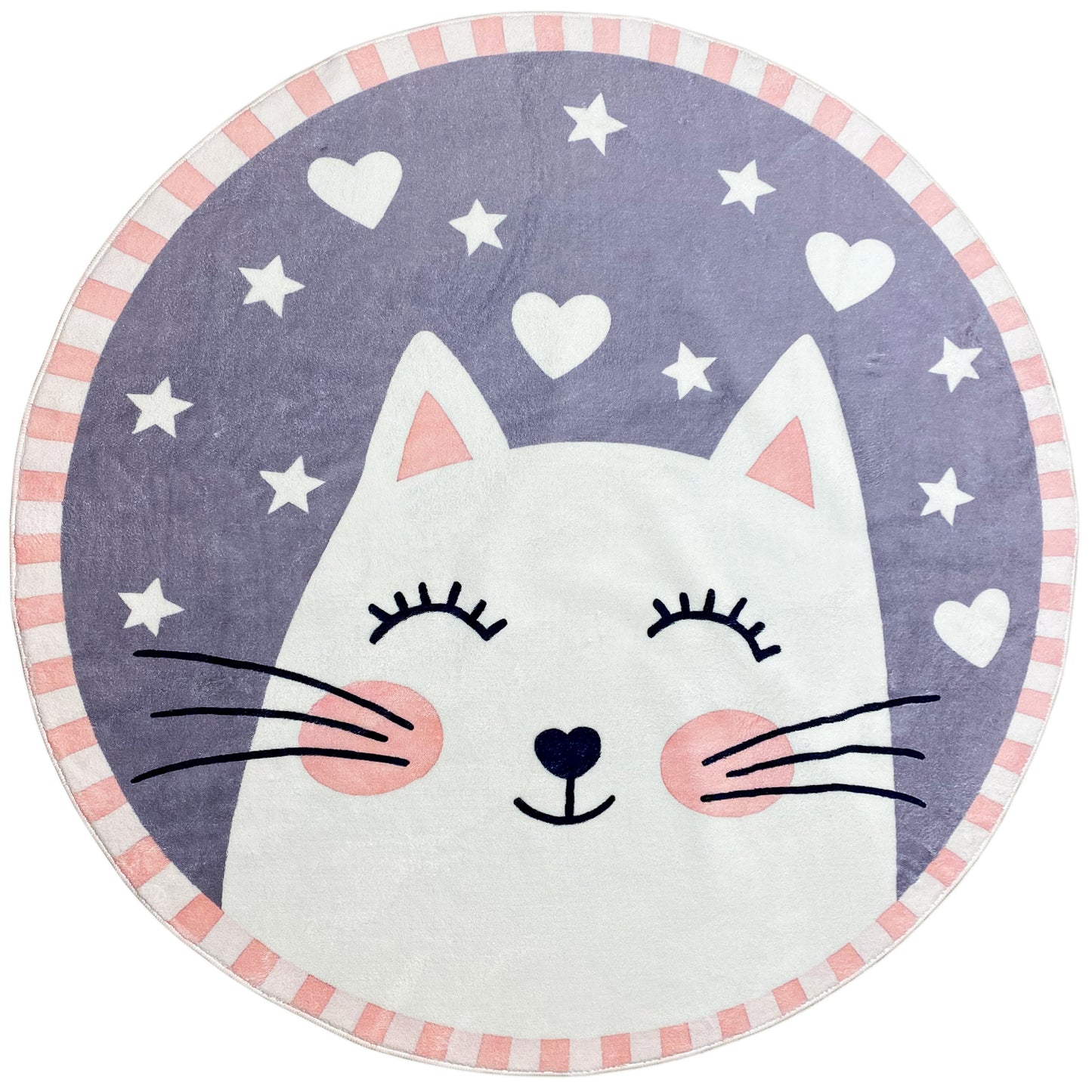 Round Children's Rug Cat, 120 cm