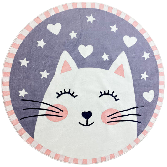 Round Children's Rug Cat, 160 cm