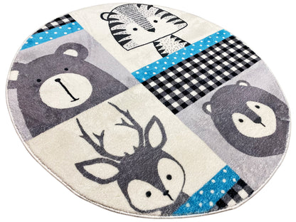 Round Children's Rug Animals, 100 cm