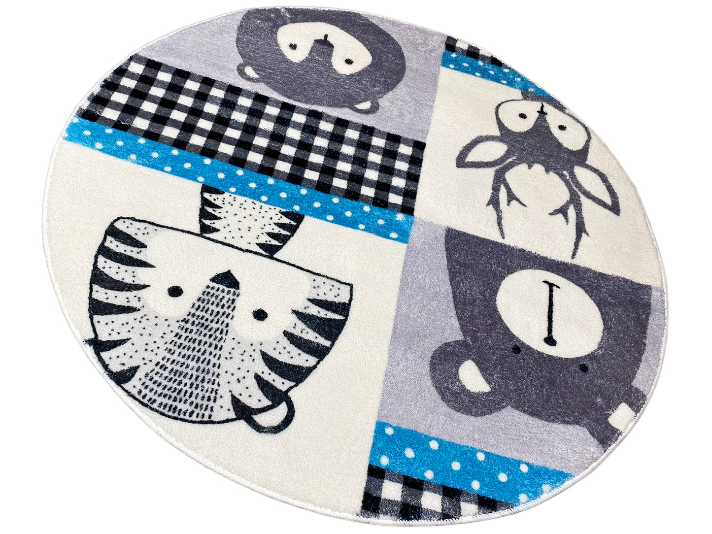 Round Children's Rug Animals, 100 cm
