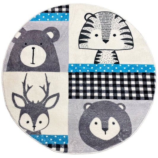Round Children's Rug Animals, 100 cm