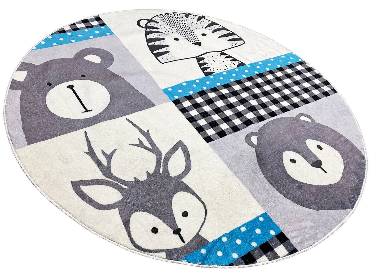 Round Children's Rug Animals, 120 cm