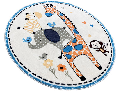 Round Children's Rug Animals, 100 cm
