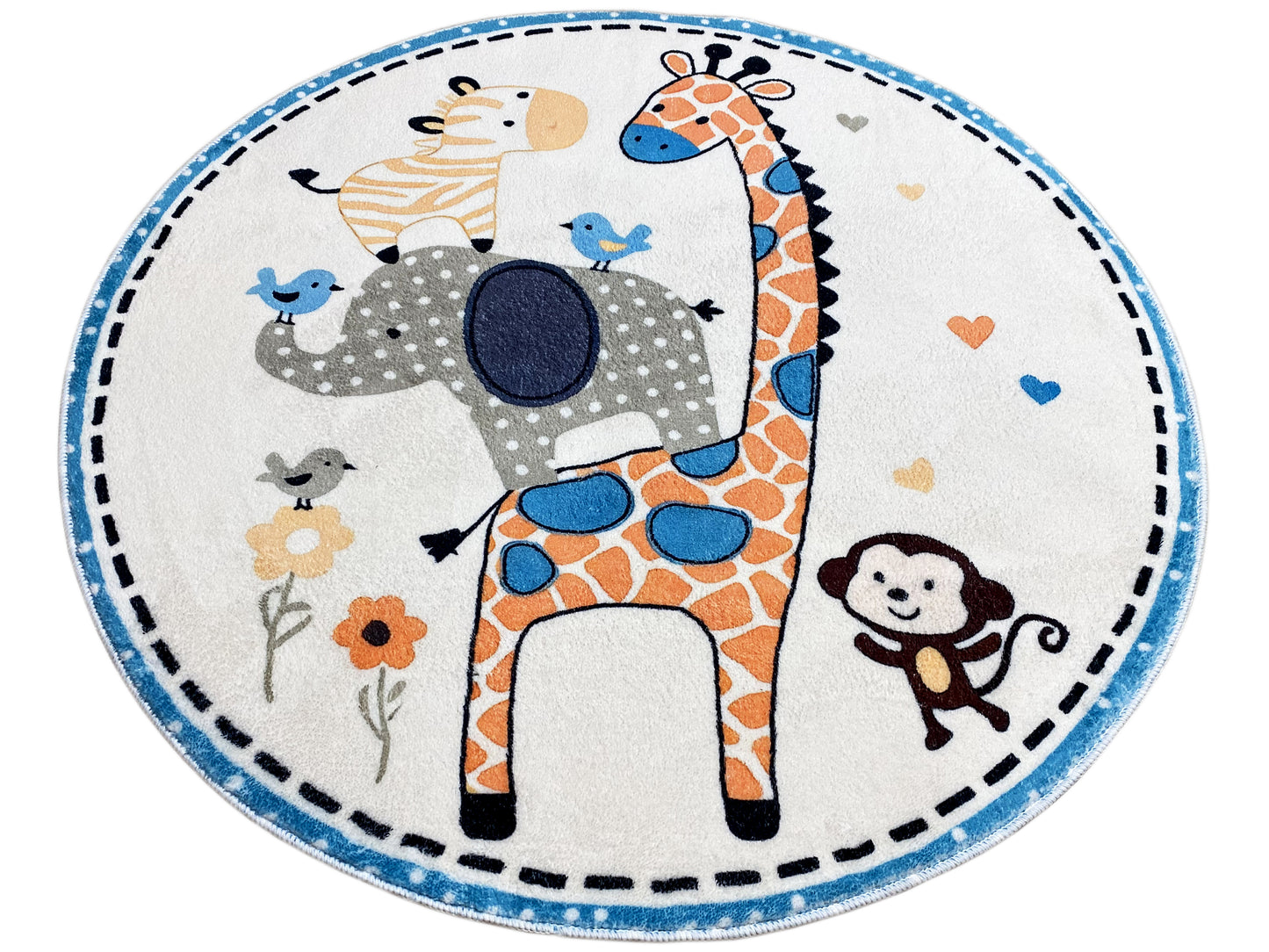 Round Children's Rug Animals, 100 cm