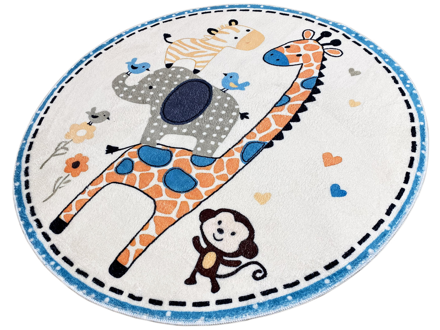Round Children's Rug Animals, 100 cm