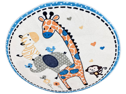 Round Children's Rug Animals, 100 cm