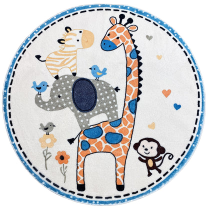 Round Children's Rug Animals, 100 cm