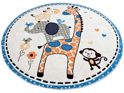 Round Children's Rug Animals, 120 cm