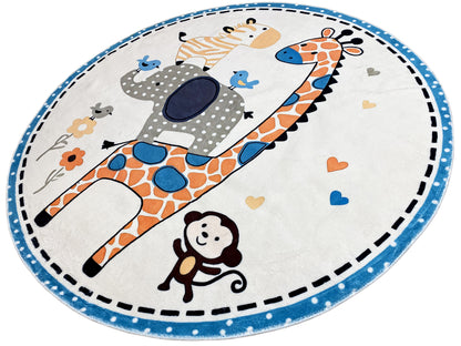 Round Children's Rug Animals, 120 cm