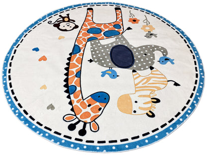 Round Children's Rug Animals, 120 cm