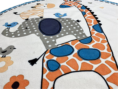 Round Children's Rug Animals, 120 cm