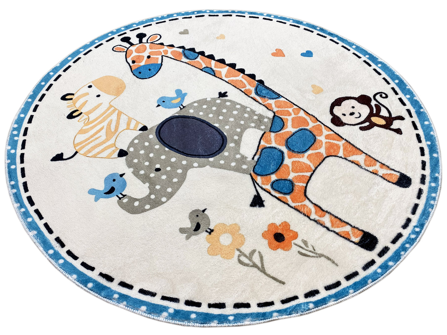 Round Children's Rug Animals, 160 cm