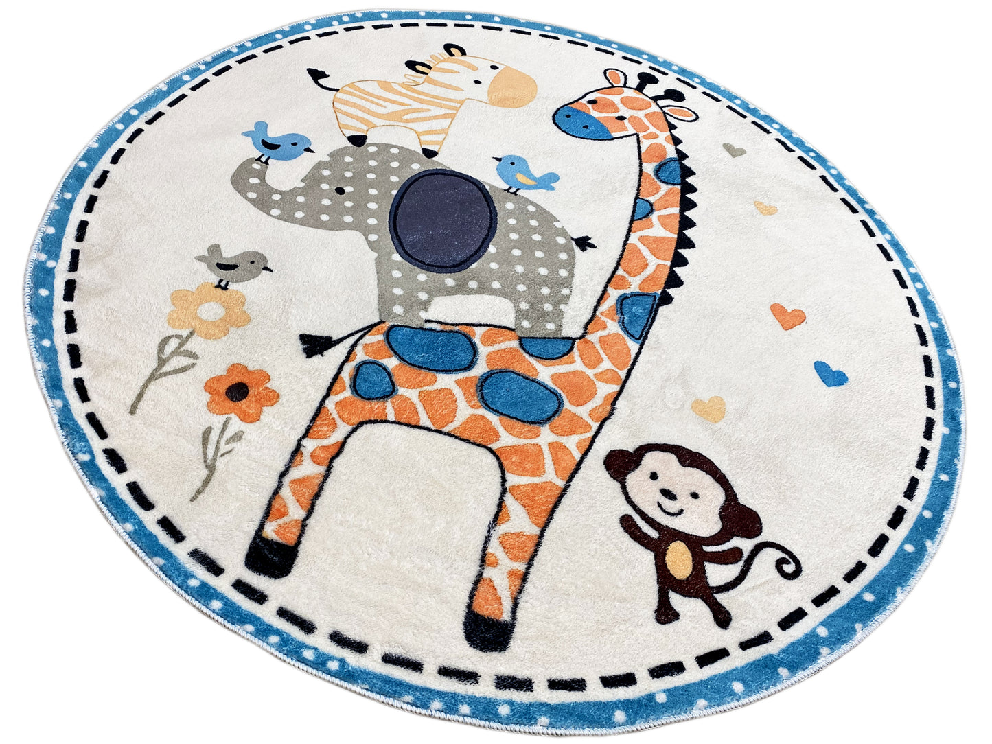 Round Children's Rug Animals, 160 cm