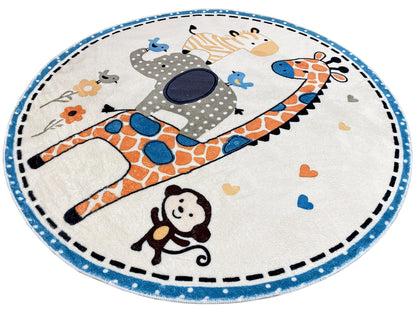 Round Children's Rug Animals, 160 cm