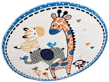 Round Children's Rug Animals, 160 cm