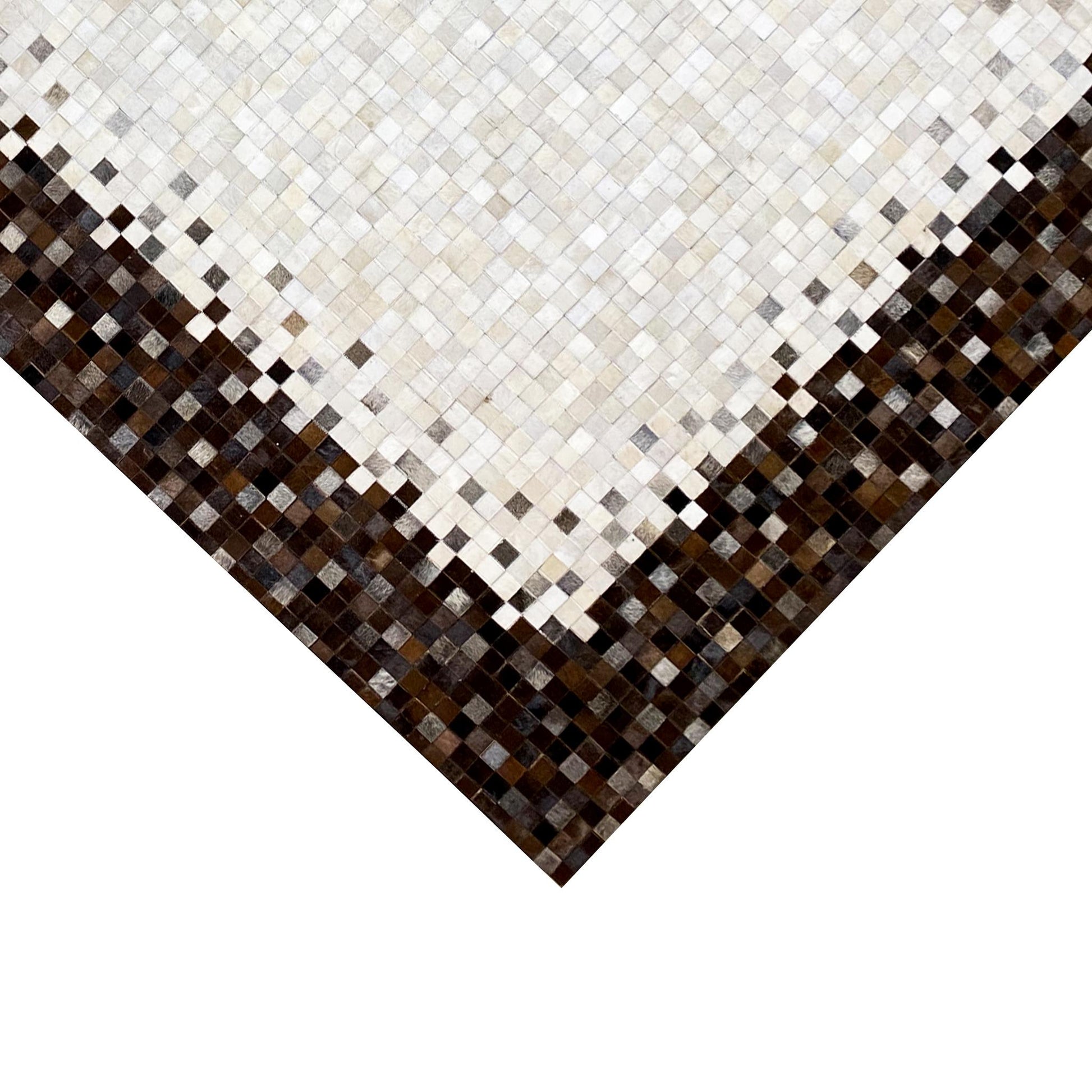Handgefertigter Kalbslederteppich – Geometrisches Mosaikdesign, 300x203 cm - German Carpet Shop