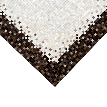Handgefertigter Kalbslederteppich – Geometrisches Mosaikdesign, 300x203 cm - German Carpet Shop