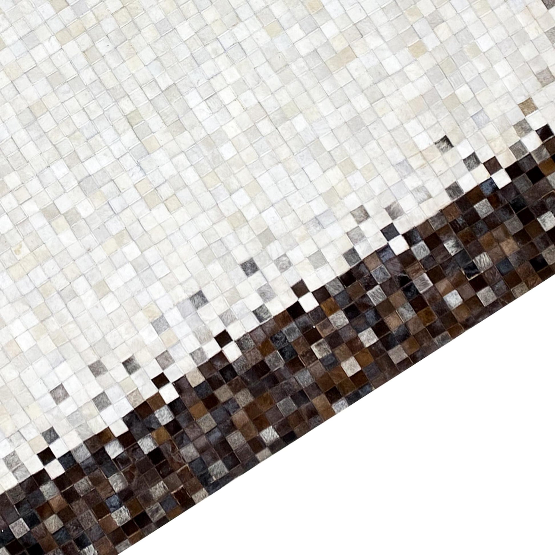 Handgefertigter Kalbslederteppich – Geometrisches Mosaikdesign, 300x203 cm - German Carpet Shop