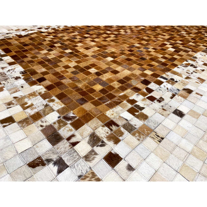 Kalbsleder Teppich 232x161 cm - Braunes Mosaik - German Carpet Shop