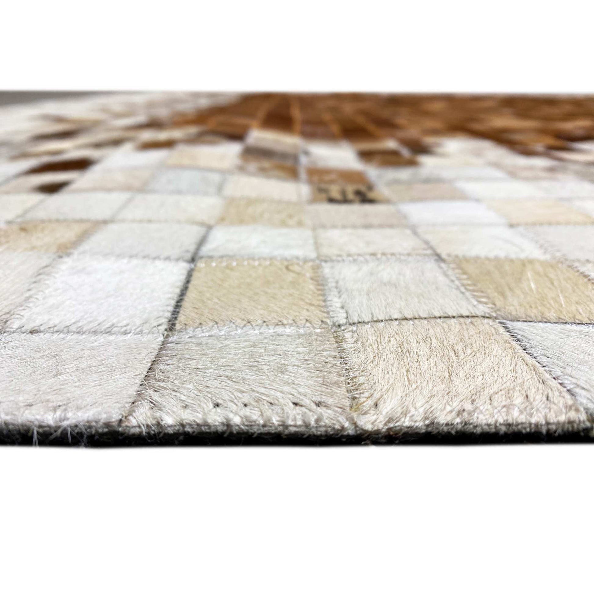 Kalbsleder Teppich 232x161 cm - Braunes Mosaik - German Carpet Shop