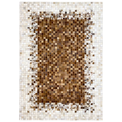 Kalbsleder Teppich 232x161 cm - Braunes Mosaik - German Carpet Shop