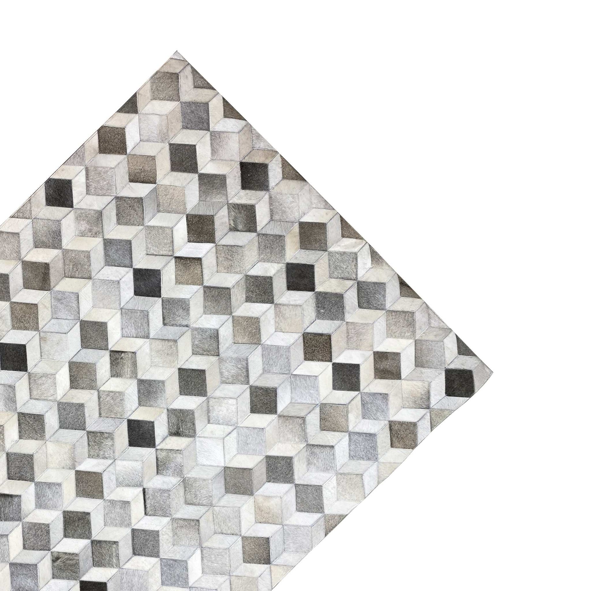 Geometrischer Kalbsleder-Teppich – 249x157 cm – Rutschfeste Rückseite - German Carpet Shop