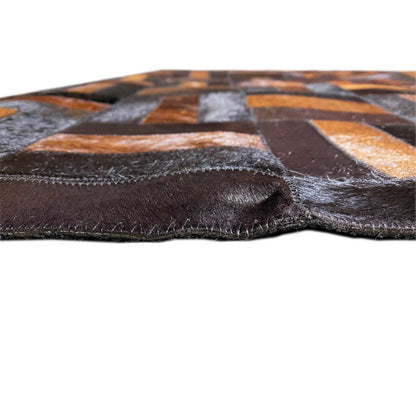 Handgefertigter Kalbsleder-Teppich – 249x160 cm – Modernes Geometrisches Muster - German Carpet Shop