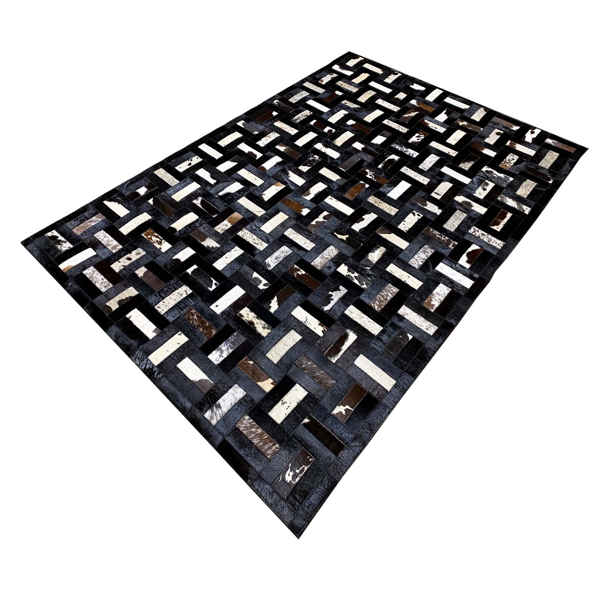 Geometrischer Kalbslederteppich 160x248 cm - German Carpet Shop