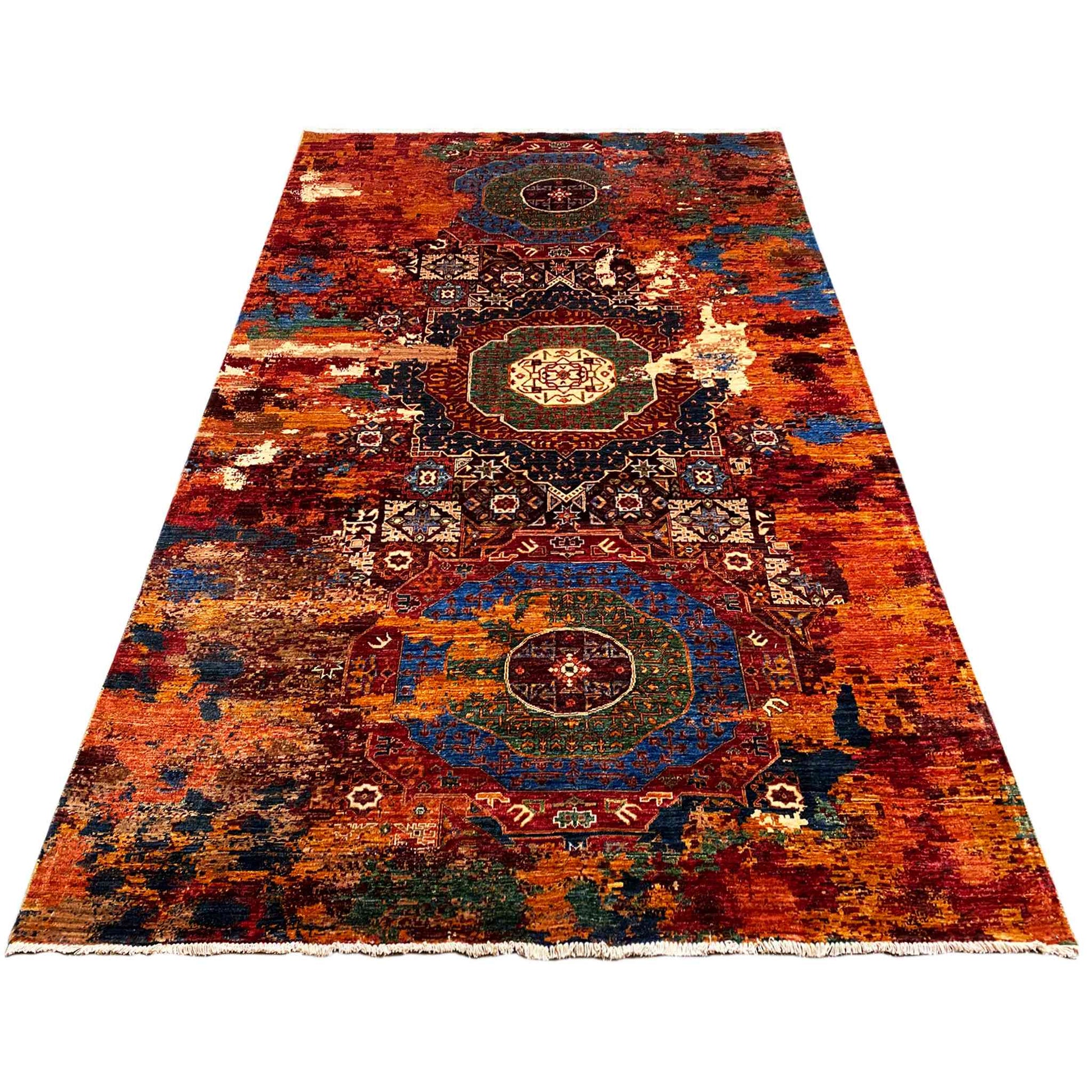 Handgeknüpfter Mamluk Teppich, Satte Farbtöne, 308x200 cm - German Carpet Shop