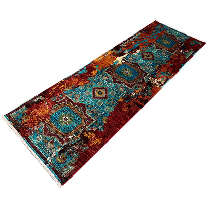 Mamluk Läufer Teppich, Türkis/Mehrfarbig, 252x84 cm - German Carpet Shop