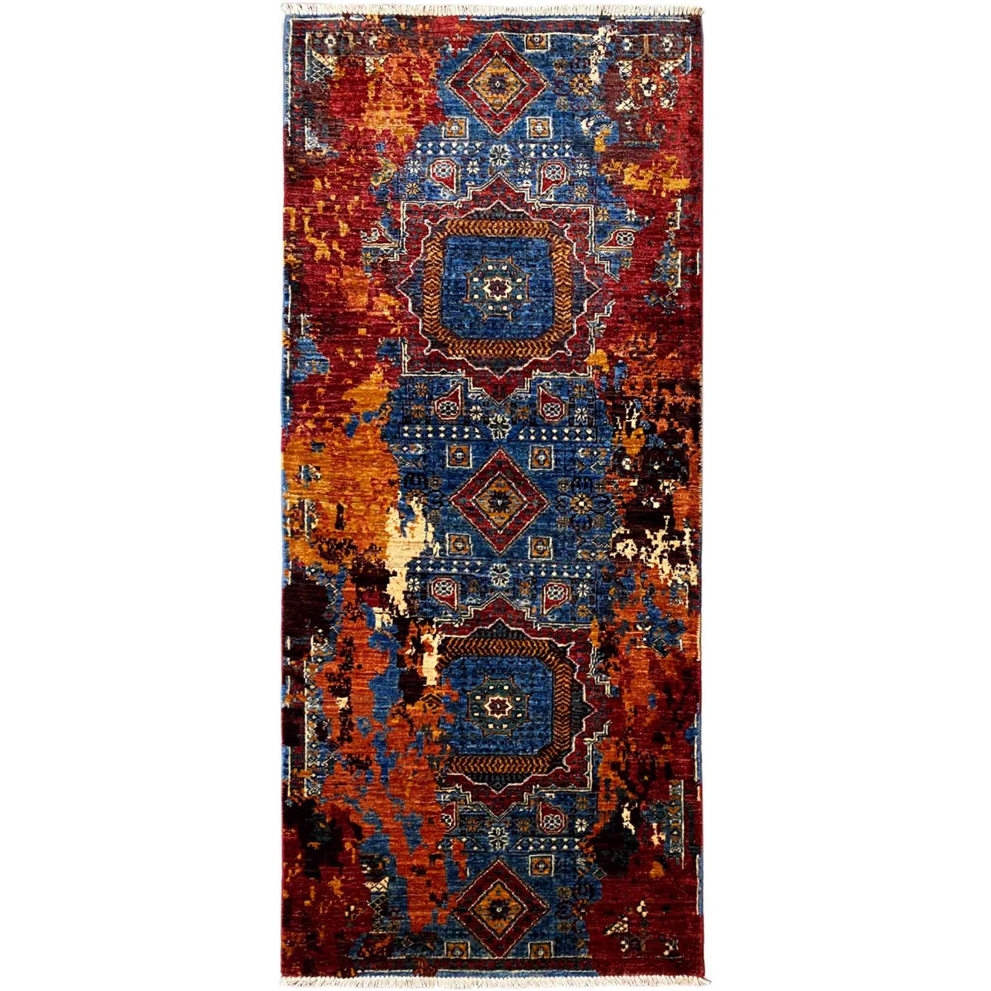  Mamluk Läuferteppich, Lebhafte Töne, 197x82 cm - Premium Mamluk Teppiche from German Carpet Shop - Just €730! Shop now at German Carpet Shop