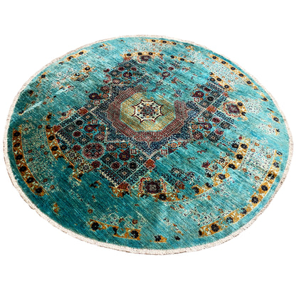 Handgeknüpfter runder Mamluk Teppich 200x198 cm - German Carpet Shop