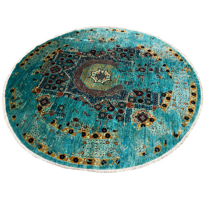 Handgeknüpfter runder Mamluk Teppich 200x198 cm - German Carpet Shop