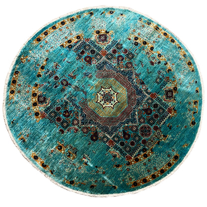 Handgeknüpfter runder Mamluk Teppich 200x198 cm - German Carpet Shop