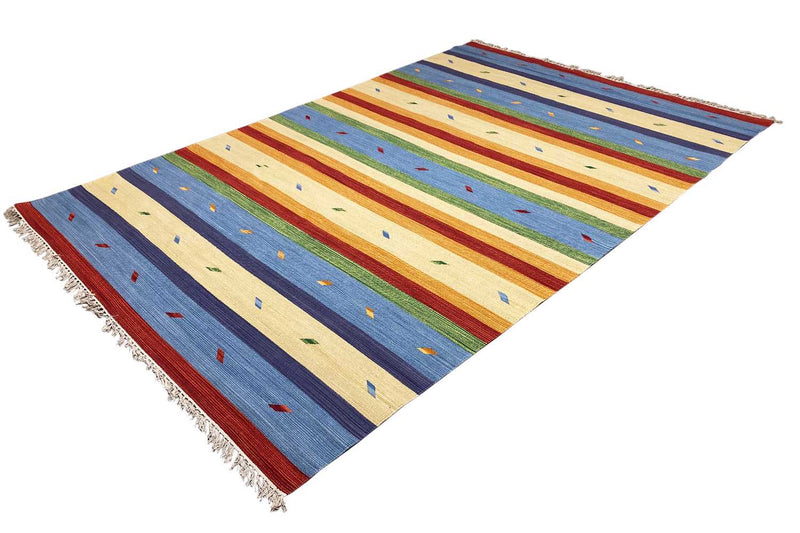 Mehrfarbiger Moderner Kelim Teppich - Samak (200x300cm)