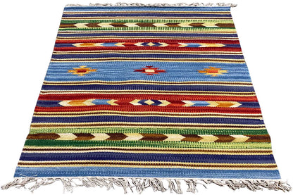 Mehrfarbiger Moderner Kelim Teppich - Samak (60x90 cm) - German Carpet Shop