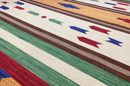 Mehrfarbiger Moderner Kelim Teppich - Samak AKE 1207 - German Carpet Shop