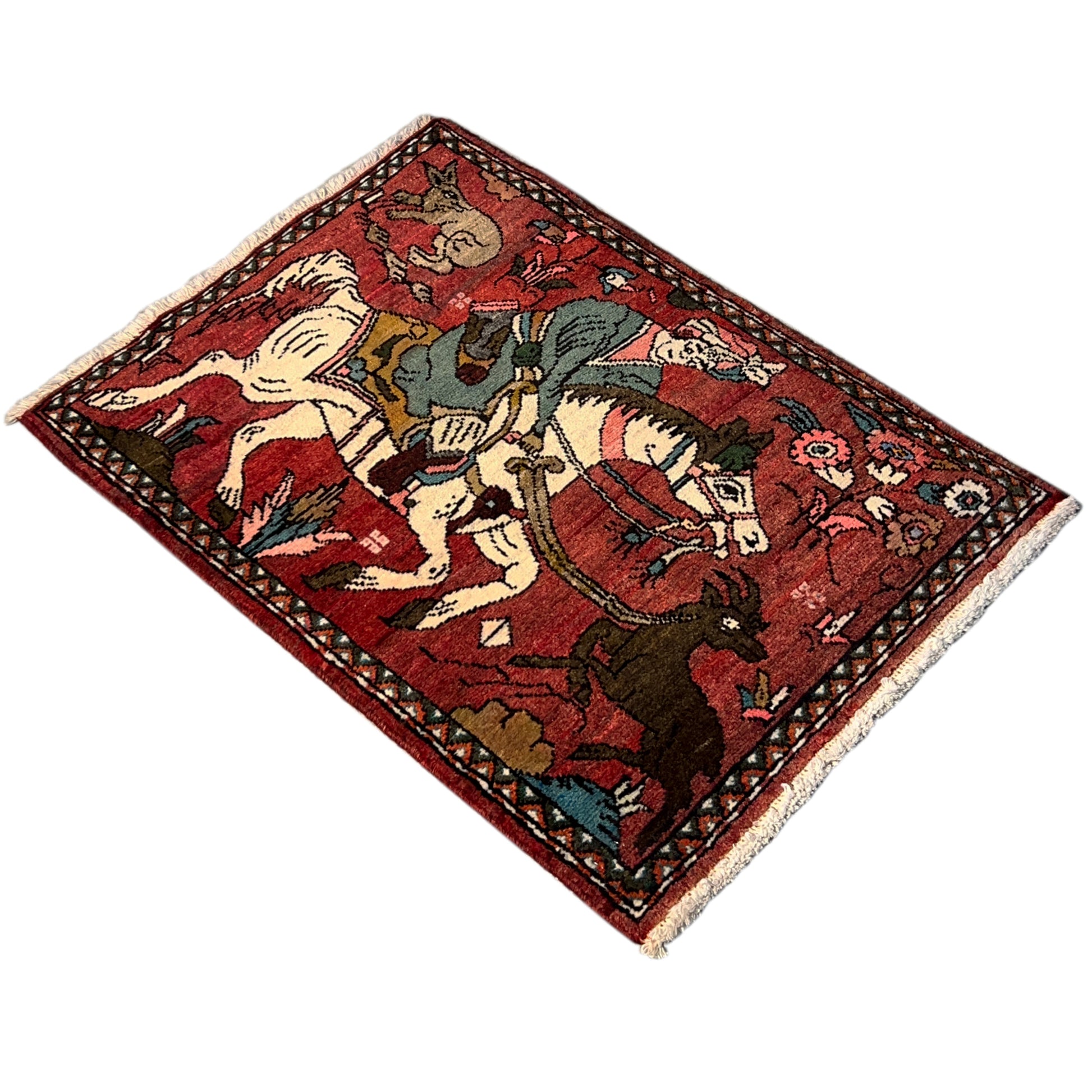  Poshti Teppich Hamedan Rot, 83x61cm - Premium Poshti Teppich from German Carpet Shop - Just €149! Shop now at German Carpet Shop